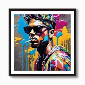 Man With Paint Splatters 2 Art Print