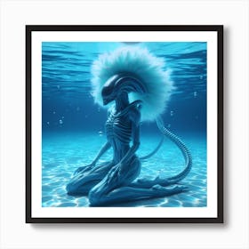 Alien Meditating Under Water 2 Art Print