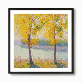 Three Trees By The River Art Print