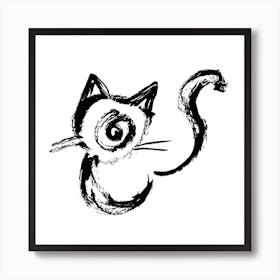 Cat Brush Square Art Print