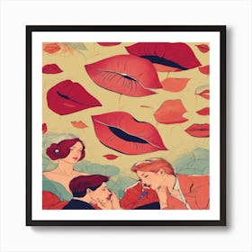 Kissing Lips Art Print