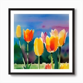 Watercolor Tulips Art Print