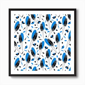 Floral Twosome Blue Black Art Print