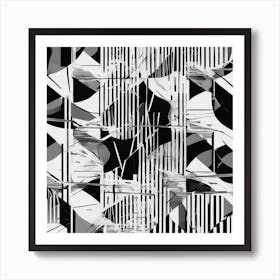 Abstract Geometric Patterns In Monochrome 5 Art Print