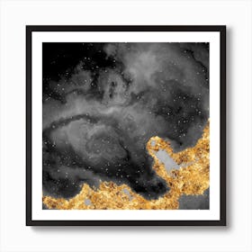 100 Nebulas in Space with Stars Abstract in Black and Gold n.071 Art Print
