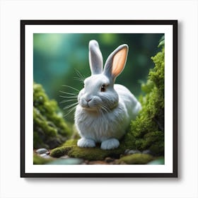 White Rabbit In The Forest 4 Art Print