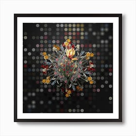 Vintage Didier's Tulip Flower Wreath on Dot Bokeh Pattern n.0510 Art Print