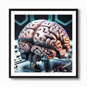 Brain On A Circuit Board 18 Art Print