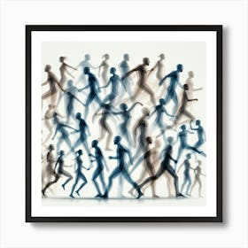 Silhouettes Of People Running 1 Art Print