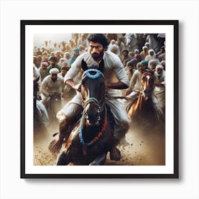 Man Riding A Horse Art Print