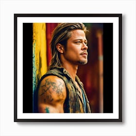 A Painting Style Oil Color Of Brad Pitt In Behan (3) (1) Poster