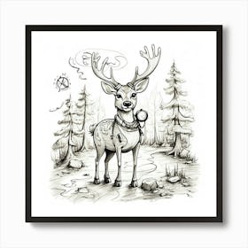 Deer In The Woods 96 Art Print