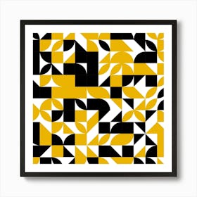 Black And Yellow Geometric Pattern Art Print