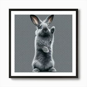 Grey Rabbit On A Transparent Background Art Print