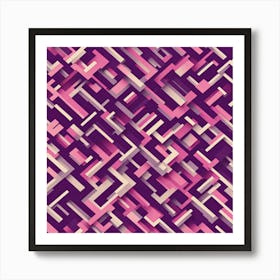A Pattern Featuring Abstract Geometric Shapes With Edges Rustic Purple And Pink, Flat Art, 105 Art Print