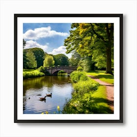 Nature Summer Outdoors Water Sightseeing Victory Park Duck Pond Garden Lake Shore Autumn (2) Art Print