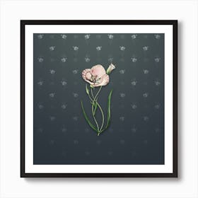 Vintage Satiny Calochortus Flower Botanical on Slate Gray Pattern n.1708 Art Print