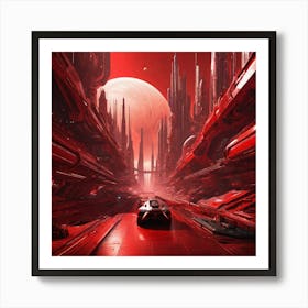 Sci-Fi City Red III Art Print