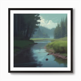 River In The Forest 73 Art Print