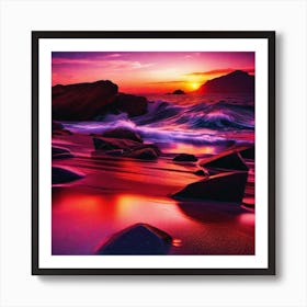 Sunset On The Beach 558 Art Print