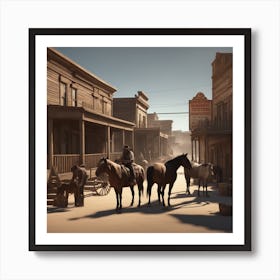 Western Town In Texas With Horses No People Perfect Composition Beautiful Detailed Intricate Insa Art Print