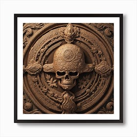 Skull In The Ornate Frame Art Print