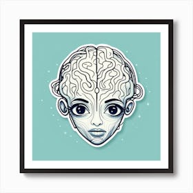 Girl With A Brain 3 Art Print