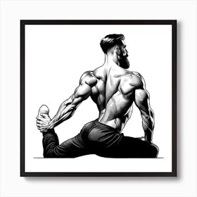 Muscular Man In Yoga Pose Art Print