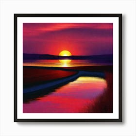 Sunset Over The Water 8 Art Print