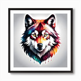 Colorful Wolf Art Print