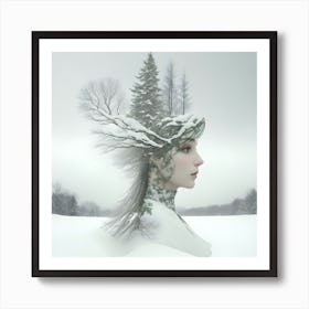 Woman In The Snow Art Print