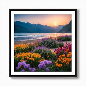 Flowers On The Beach 1 Art Print