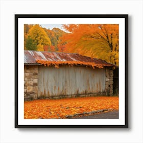 Autumn Leaves On A Barn Art Print