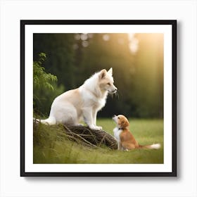 Dog And Puppy Art Print