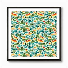 Oriental Chinese Cloud Pattern Seamless Art Print