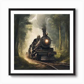 Steam Train In The Woods Art Print