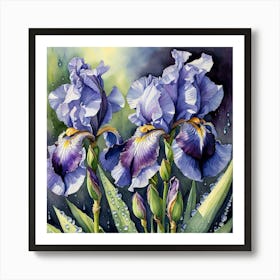 Iris In The Rain Art Print