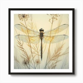 Dragonfly on a flower Art Print