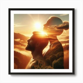 Man And Woman In The Mountains Art Print