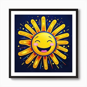 Lovely smiling sun on a blue gradient background 21 Art Print