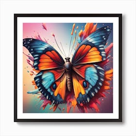 Butterfly With Paint Splashes Art Print