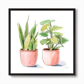 2 House Plants Square Art Print