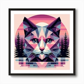 Cloverleaf Low Poly Cat Art Print