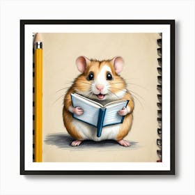 Hamster Reading A Book 14 Art Print