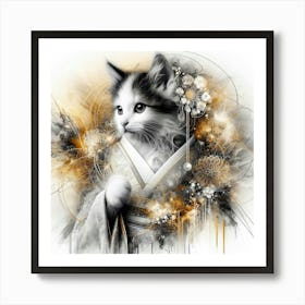 Kimono Cat 2 Art Print