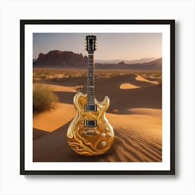 Golden liquid guitar Art Print