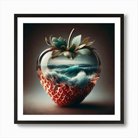 Strawberry In The Sea Art Print