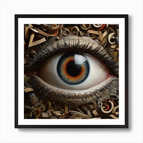 An eye surrounded by letters Art Print