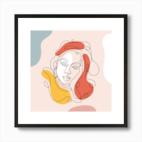 Portrait Of A Woman Continuous line drawing of a woman, Scandinavian wall art, fine art print. 8 Art Print