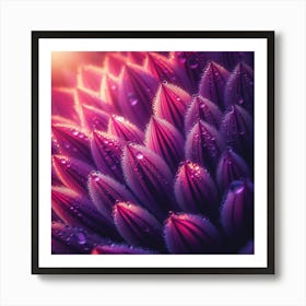 Purple Flower With Water Droplets 2 Art Print